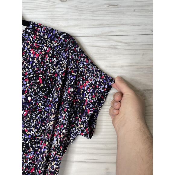 Simply Styled by Sears Romper Womens Small Black Multicolor V-Neck Pockets Wrap - Picture 3 of 11